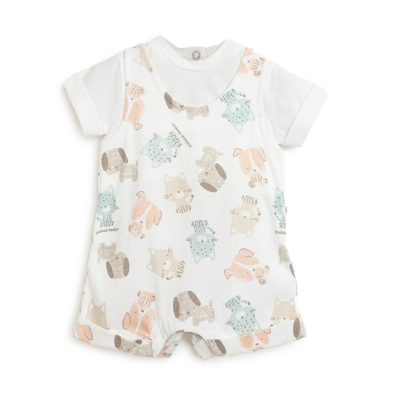 Infants Natural Printed Short Sleeve Rompers image number 0